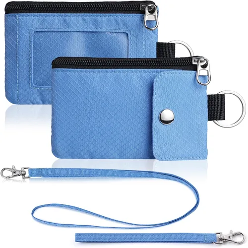 Miniatura 56 de Artpaxy Cartera minimalista para hombres y mujeres, llavero con bloqueo RFID, con cremallera, pequeña cartera con ventana de identificación, 2