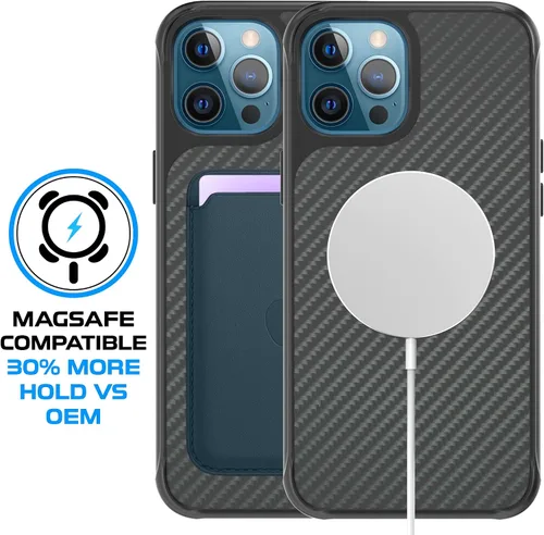 Miniatura 2 de Phone REBEL - Funda para iPhone 12 Pro Max [fibra de aramida Gen-2] fuerte compatible con MagSafe, inserciones a prueba de golpes, esquinas negro