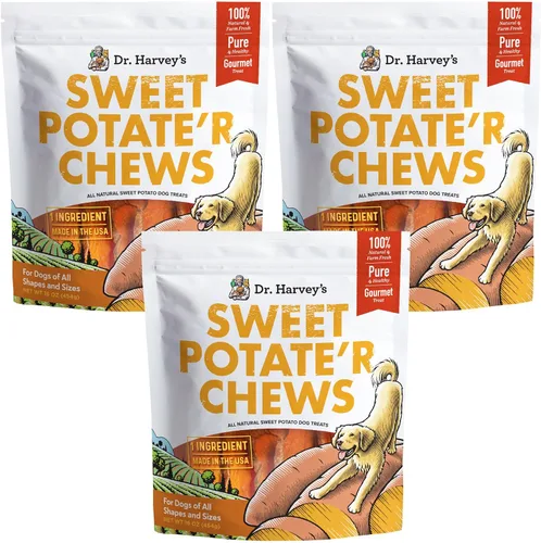 Miniatura 7 de Dr. Harvey's Sweet Potate'r Chews - Golosina natural de batata para perros (16 onzas)