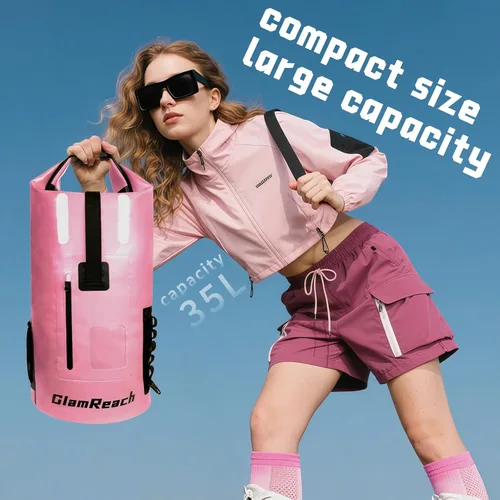 Miniatura 6 de Bolsa seca de 35 L, mochila impermeable resistente para mujer, material resistente al desgaste para kayak, senderismo, viajes, artículos esenciales