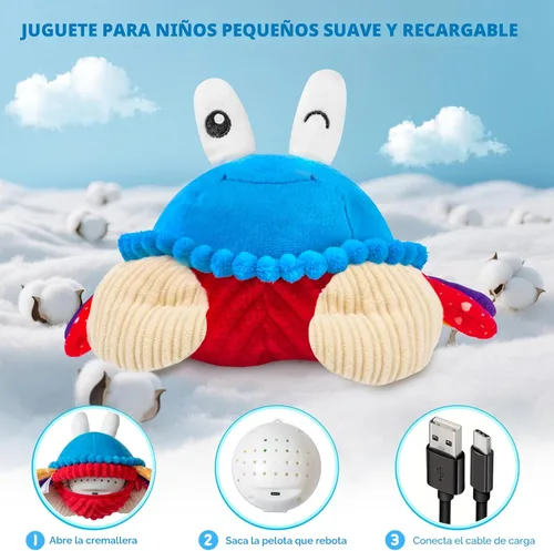 Miniatura 6 de Juguetes para bebés de 12 a 18 meses, juguete de peluche musical de cangrejo que gatea - 40 canciones y función de grabación, juguete de tiempo