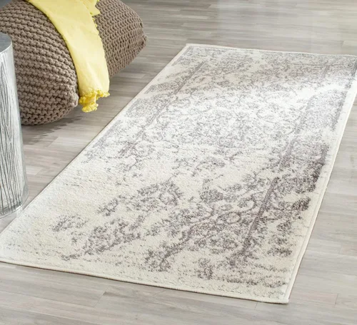 Miniatura 13 de SAFAVIEH Colección Adirondack Alfombra de Área - 4' Redonda, Marfil y Plata, Diseño Oriental Envejecido, No Desprende Pelusa y de Fácil Cuidado