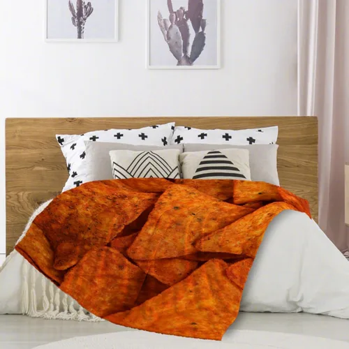 Miniatura 5 de Manta de Chips de Nachos para Otoño Invierno Primavera Todas las Estaciones Cálida Mullida 50x40 pulgadas para Pequeños Microfelpa Ligera Térmica