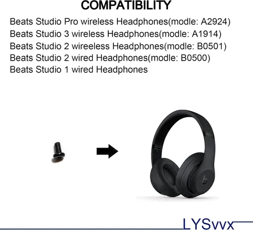 Miniatura 2 de 24 tornillos de diadema Studio 3, piezas de repuesto para auriculares Beats Studio Pro/3/2/1 (negro)