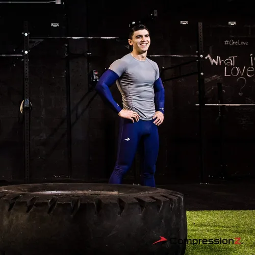 Miniatura 5 de CompressionZ - Conjunto de camisa y pantalones cortos de compresión para hombre (grisnegro, XL)