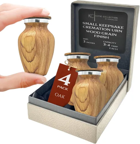 Miniatura 11 de Urna pequeña de recuerdo para cenizas humanas - Memorial de apariencia de madera de cerezo - Mini urna hecha a mano para compartir - Aluminio 1