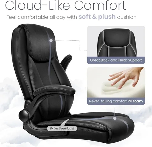 Miniatura 4 de NEO Chair Silla ergonómica de oficina ejecutiva para computadora de escritorio, soporte de respaldo alto, cómodo asiento abatible, altura ajustable