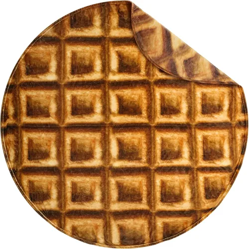 Bnuitland Manta Divertida de Waffle, 300 GSM Manta de Comida Gigante Divertida Novedosa Realista de Doble Cara con Bolsa para Adultos y Niños, Manta