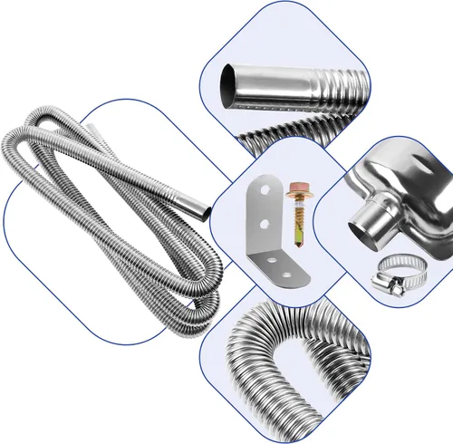 Miniatura 4 de 200cm/78" Tubo de escape para calentador diesel con silenciador y abrazaderas, manguera de 1"/2.5cm de acero inoxidable para calentador de aire