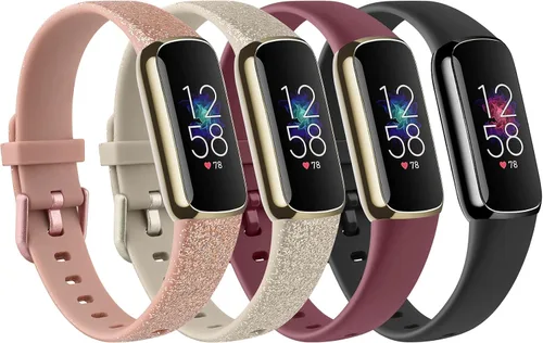 Miniatura 15 de Paquete de 4 correas deportivas compatibles con Fitbit Luxe para mujeres y hombres, correas deportivas de repuesto de silicona suave para Fitbit