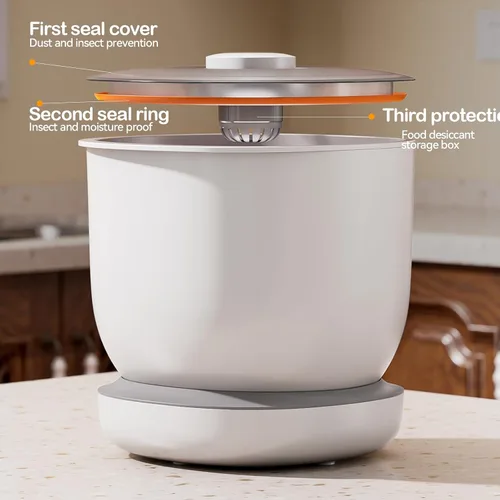 Miniatura 4 de CTIME Envase hermético para comida de gato y golosinas para mascotas pequeñas y comida seca para perros y pájaros - 2.7 kg (Blanco)