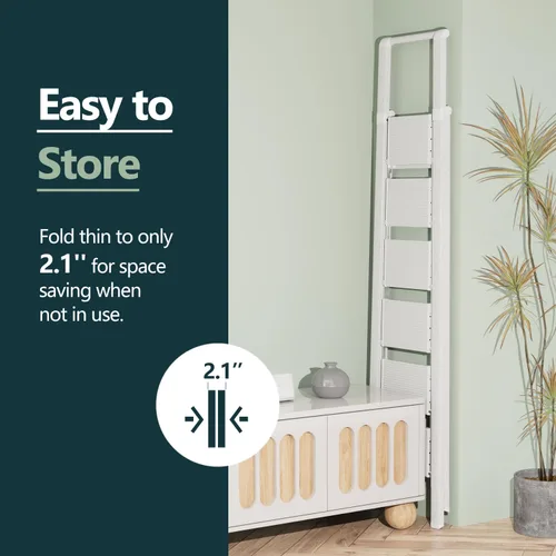Miniatura 5 de WOA WOA Escalera de 6 peldaños, escaleras plegables ligeras con peldaños anchos, escalera delgada para espacios estrechos, escalera alta para techos