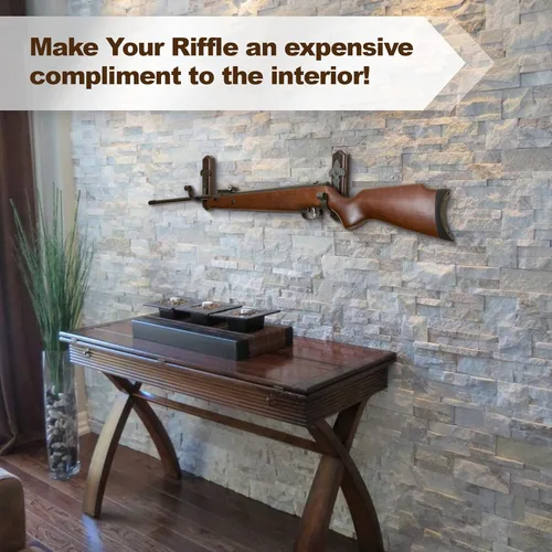Miniatura 3 de TESLYAR Soporte de Pared para Armas – Montaje Horizontal de Armas en Pared con Ganchos de Metal – Soporte de Pared para Rifles – Soporte de Pared