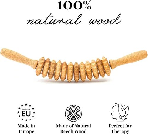 Miniatura 5 de Tuuli Maderotherapy - Rodillo de masaje de madera para eliminar hoyuelos de grasa, relajar los músculos, cuidado personal, masajeador de madera