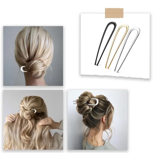 Miniatura 6 de 3 horquillas francesas para cabello grueso, pasadores de metal en forma de U para mujer, grandes 5.5 pulgadas para peinados y accesorios de peinado