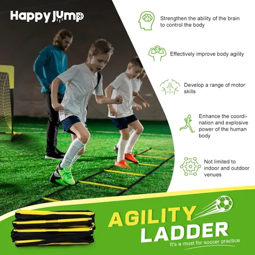 Miniatura 5 de Happy Jump Escalera de agilidad de 12 peldaños y 20 pies para entrenamiento de velocidad, equipo de entrenamiento deportivo para fútbol, juego