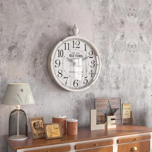 Miniatura 5 de Menterry Reloj de Pared Redondo Retro. Estilo Vintage Antiguo Blanco. Relojes de Pared Silenciosos que Funcionan con Batería para Casa de Campo