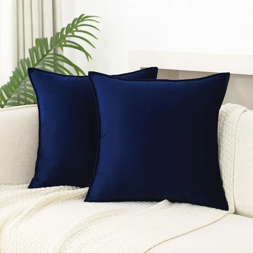 JIAHANNHA Juego de 2 fundas de cojín de terciopelo de color azul marino de 18 x 18 pulgadas, cuadradas, suaves y decorativas, para sofá, cama, sala