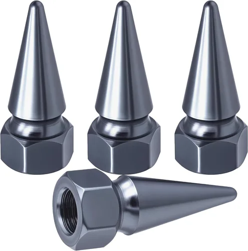 Miniatura 31 de 4 piezas de tapas de válvula de rueda con forma de punta, tapa de aire de aluminio para automóviles, cubiertas universales de válvula de rueda a