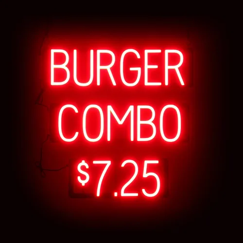 Miniatura 17 de SpellBrite HAMBURGERS Letrero para restaurantes Letreros relacionados con el comedor con aspecto de neón, luz LED roja 40.0 x 6.3 pulgadas Rojo