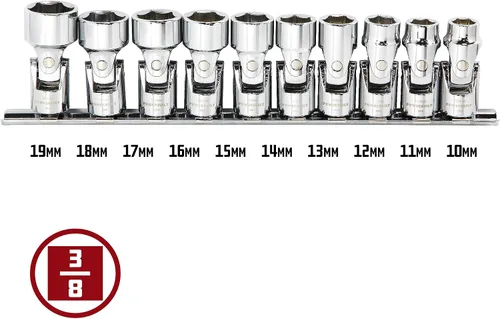 Miniatura 2 de Powerbuilt 641715 - Juego de llaves de vaso universal de 6 puntos, 0.394-0.748 in, acero al cromo vanadio, pulido de espejo, agarre Z-Drive, marcas