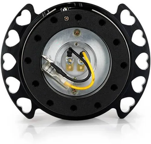 Miniatura 2 de NRG Innovations NRG-SRK-222BK-BK Gen 2.0 Kit de liberación rápida para volante con adaptador Cuerpo negro/anillo de corte de corazón negro 6x70mm