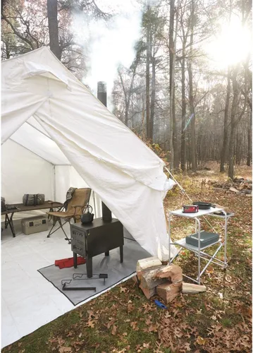 Miniatura 5 de Guide Gear Estufa de leña grande para exteriores portátil con tubo de chimenea para cocinar, acampar, tienda de campaña, senderismo, pesca, mochilero