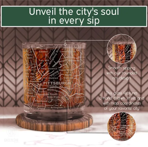 Miniatura 44 de Greenline Goods Vasos de whisky – Juego de vasos de 10 onzas para los amantes de San Luis, grabado con mapa de la ciudad de San Luis Old Fashioned