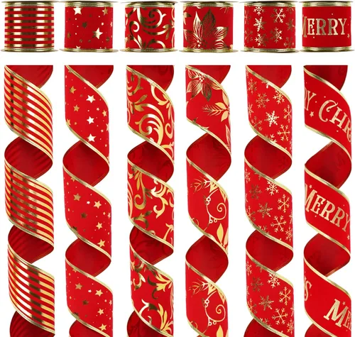 Miniatura 24 de MEEDEE Cinta de Navidad turquesa de 2.5 pulgadas, 6 rollos, 36 yardas, azul y plateado para árbol de Navidad