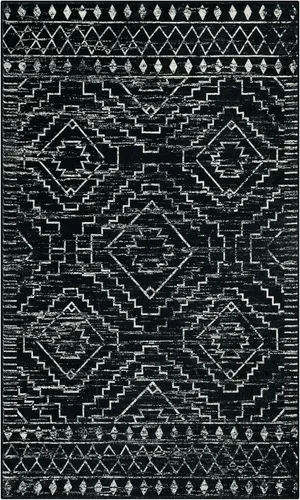 Miniatura 8 de Wonnitar Alfombra Marroquí de 3x5 Pies, Alfombra Pequeña Lavable Negra para Dormitorio, Tapete de Entrada Antideslizante Geométrico Tribal, Alfombra