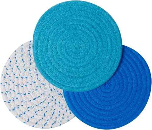 Miniatura 2 de Juego de 3 agarraderas para ollas calientes, juego de salvamanteles 100% algodón puro, juego de 3 soportes para ollas calientes, tapetes calientes