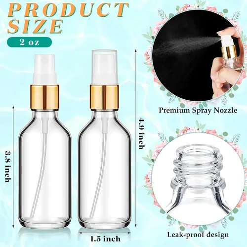 Miniatura 2 de Roshtia 30 unidades de botellas de spray de vidrio transparentes y vacías pequeñas, botellas rellenables reutilizables para perfume con rociador