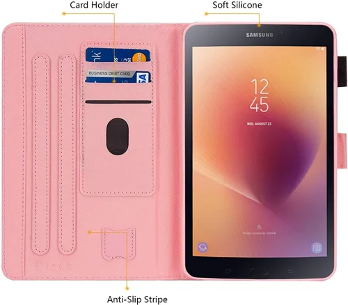 Miniatura 5 de Dteck Funda tipo libro para Galaxy Tab A 8.0 (SM-T380/T385) de 8 pulgadas (modelo 2017) con soporte (ángulos de visión ajustables)/ranuras