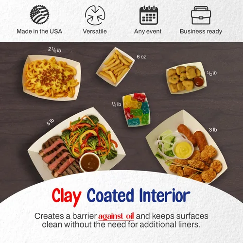 Miniatura 3 de MT Products Bandeja de comida a cuadros para almuerzo de 5 libras, bandeja desechable de papel para alimentos, paquete de 50