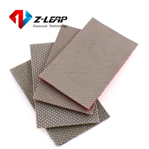 Miniatura 5 de Hoja de papel de diamante galvanizado papel de lija gancho y bucle respaldo de nylon para pulido a mano vidrio porcelana cerámica 4 piezas