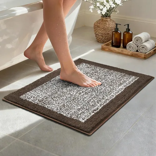 Miniatura 74 de Alfombras de baño de 17 x 24 pulgadas, antideslizantes, lavables, color gris, para bañera, tapete de baño para baño, tapete suave y absorbente