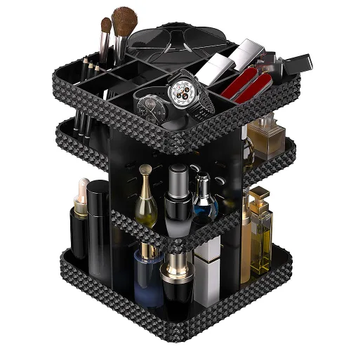 Organizador de maquillaje giratorio de 360°, organizador de perfumes de gran capacidad, almacenamiento de cosméticos, tocador, encimera, se adapta a