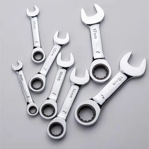 Miniatura 5 de FLZOSPER - Llave de caja de extremo estriado métrica de 11 mm Stubby, llave combinada de trinquete de 72 dientes