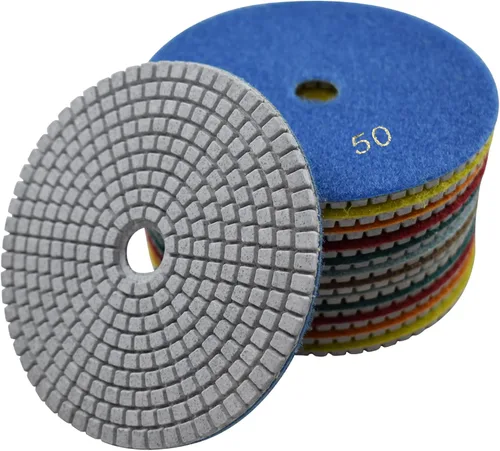Miniatura 8 de Diamond - Almohadillas de pulido húmedas de 5 pulgadas para granito, mármol, travertino, terrazo, piedra de ingeniería (paquete de 7)