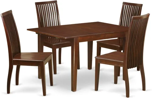 Miniatura 9 de East West Furniture MLIP3-MAH-C Juego de mesa de comedor de 3 piezas contiene una mesa de comedor rectangular con hojas de mariposa y 2 sillas