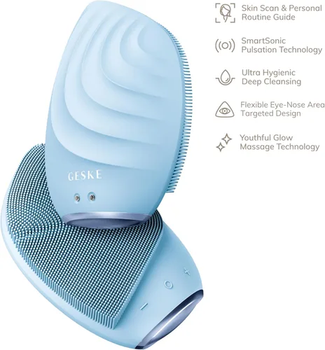 Miniatura 4 de GESKE SmartAppGuided™ Cepillo facial sónico 5 en 1 Cepillo de limpieza facial eléctrico vibratorio Cepillo de silicona suave Limpiador facial