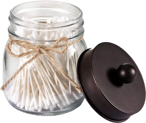 Miniatura 8 de SheeChung Tarro pequeño de albañil, soporte de cristal, tarros de boticario con tapas, organizadores de baño y almacenamiento, recipiente de baño