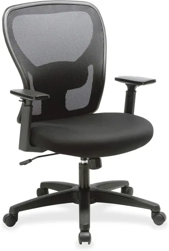 Lorell Soho - Silla de trabajo, respaldo medio, respaldo de malla con asiento de tela, color negro