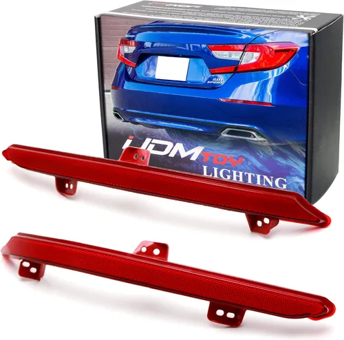iJDMTOY Reemplazo de lente reflector de parachoques trasero rojo OEM compatibles con Honda Accord Sedán 2018-2022, ensamblaje OE-Spec LH RH