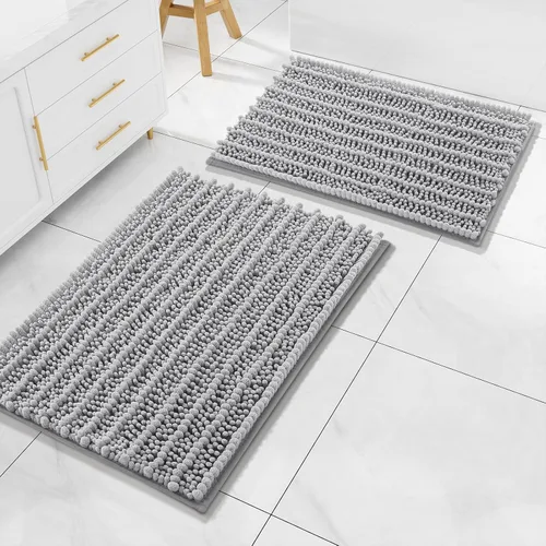 Miniatura 9 de Arotive Juego de 2 alfombras de baño de felpilla de lujo, extra suaves, absorbentes, peludas y alfombras de baño de contorno en forma de U