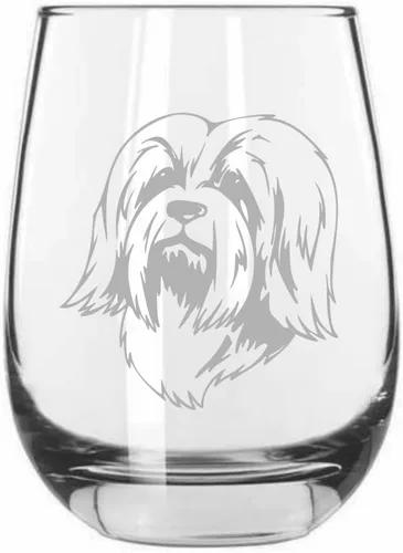Miniatura 81 de Sakhalin Husky Dog - Copa de vino grabada personalizada de 15.25 onzas sin tallo