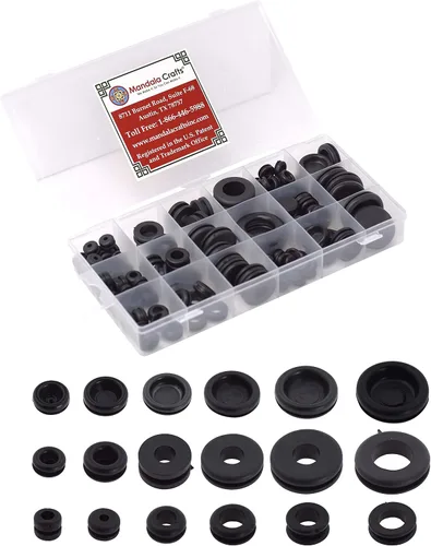 Mandala Crafts Kit de ojales de goma Surtido de juntas de goma – 125 tapones de goma para agujeros – Ojales de goma para cableado automotriz