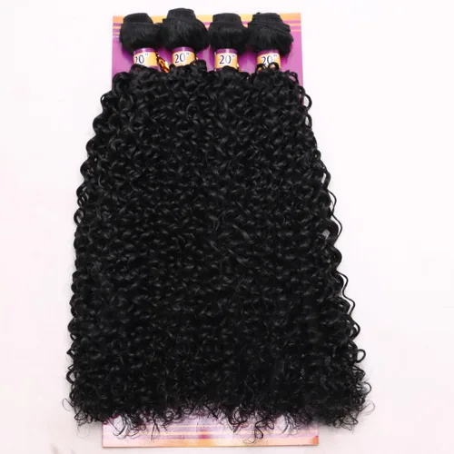 Miniatura 32 de Extensiones de cabello rizado afro rizado, sintético, tejido rápido, extensiones de cabello de fibra de alta temperatura para mujeres, color negro