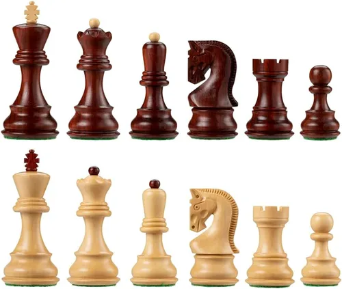 Bobby Fischer Zagreb - Juego de ajedrez de secuoya y boj con tamaño King de 3.75 pulgadas. Solo piezas de ajedrez de madera ponderadas de alta