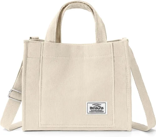 Corduroy Tote Bag for Women Small Satchel Bag Mini Tote Bag Aesthetic Crossbody Handbag - School Work Travel Shopping